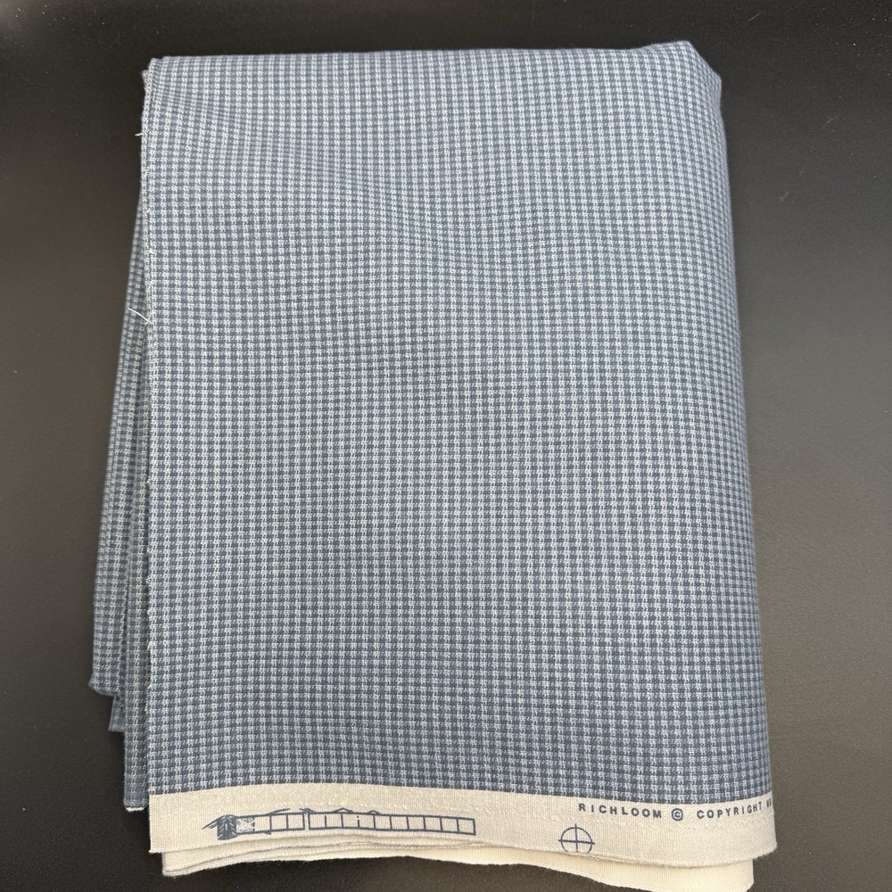Richloom 2001 Small Blue Checked Upholstery Decor Fabric 55" x 178"